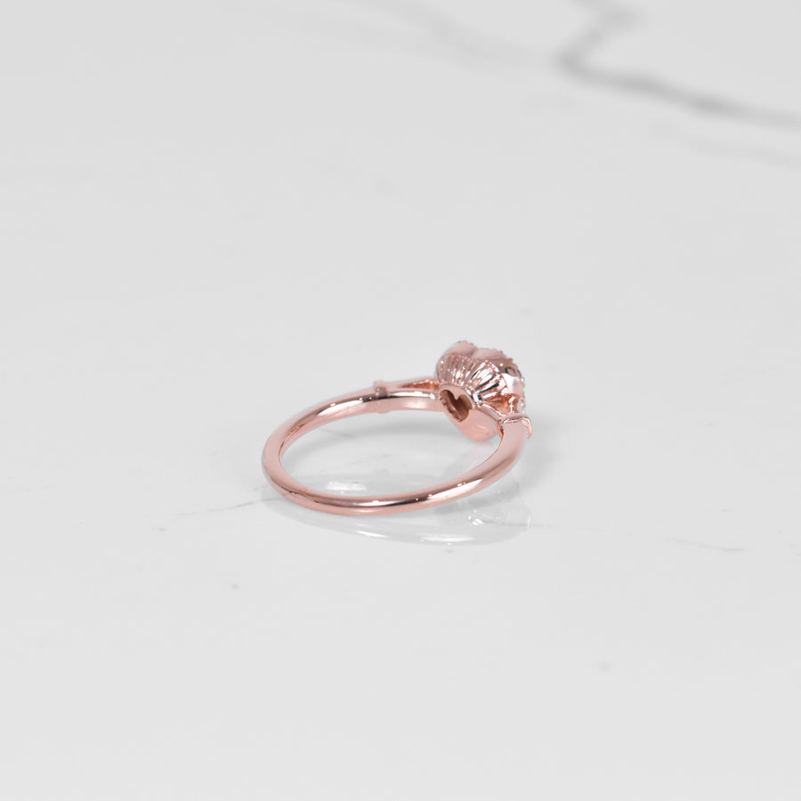 Diamond Heart Ring with Diamond Halo in Rose Gold