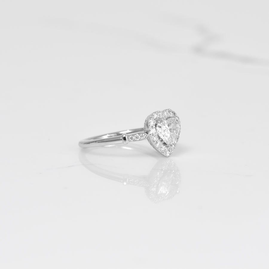 Diamond Heart Halo Ring in White Gold