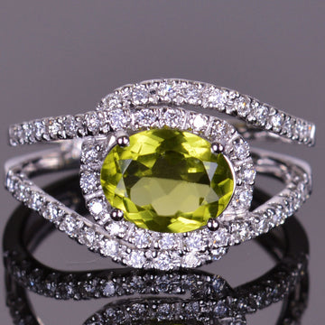Peridot Diamond Infinity Ring