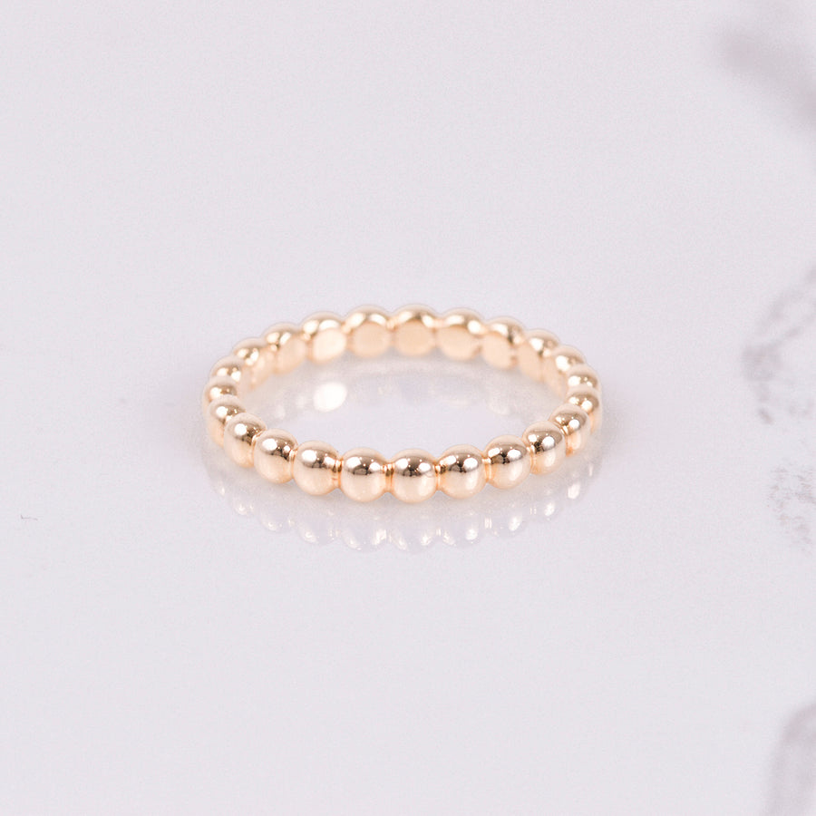 yellow gold beaded stackable eternity band