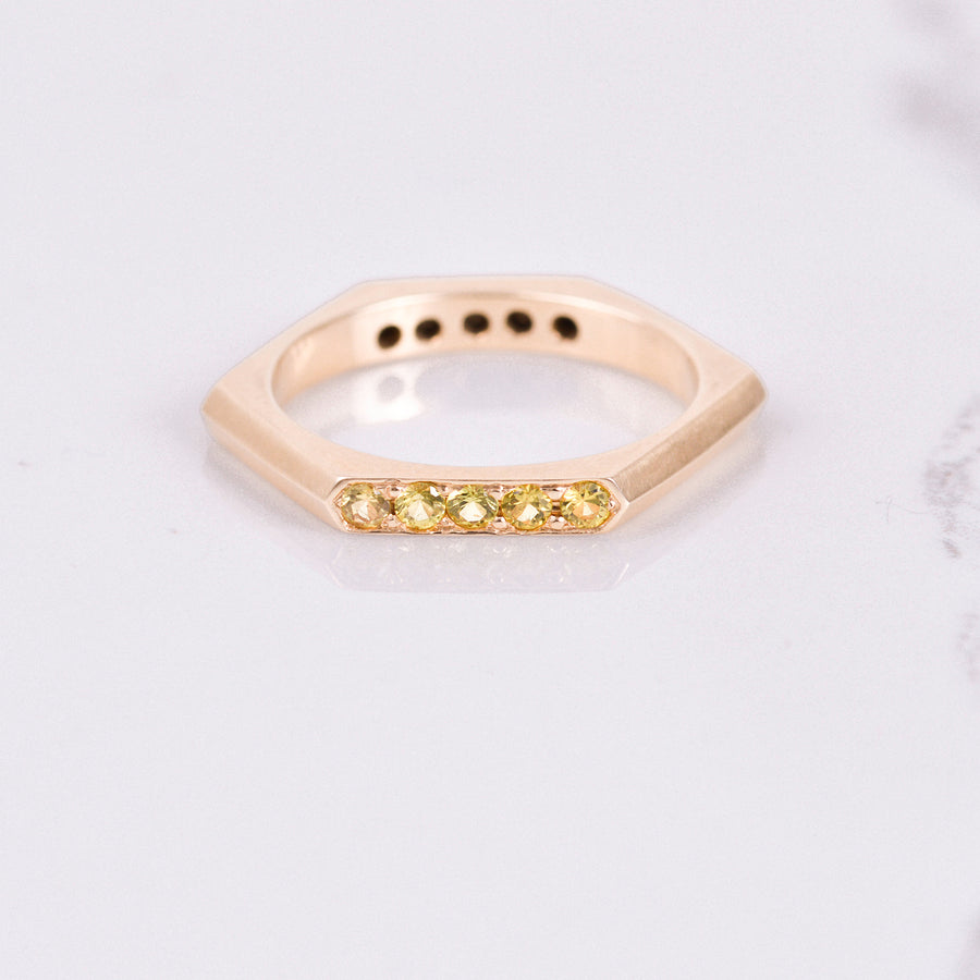 yellow sapphire rose gold band