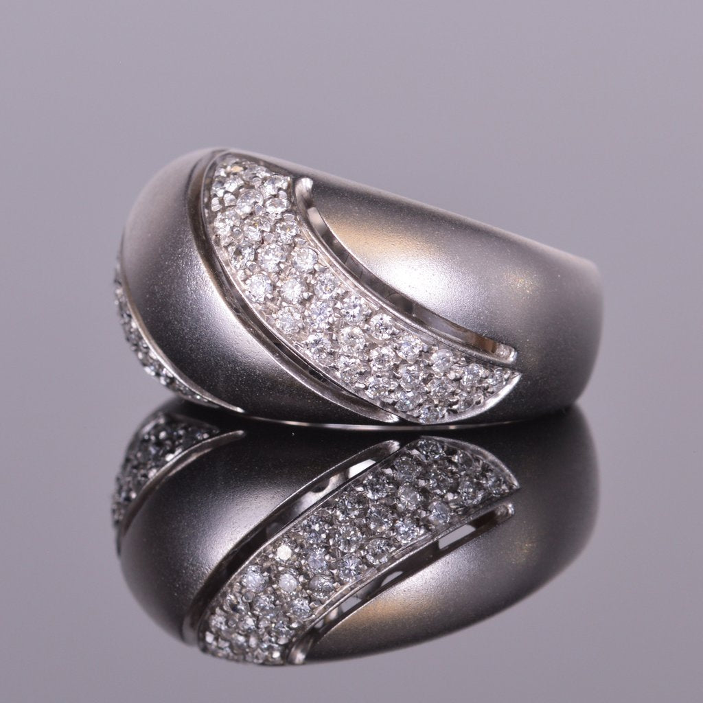 Diamond Bubble Dome Ring in White Gold