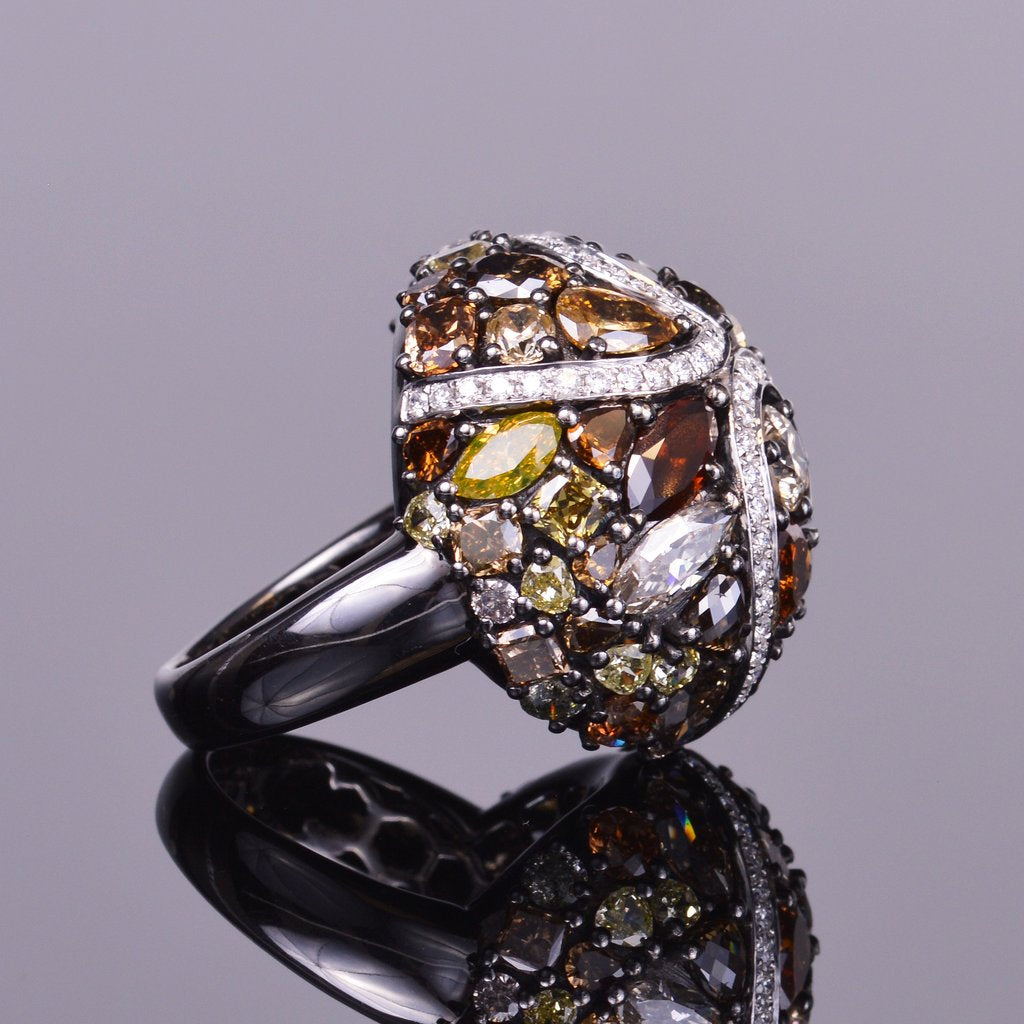Fancy Colored Diamond Dome Ring