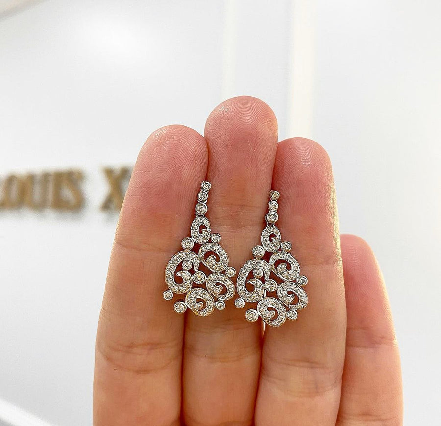Diamond Spiral Chandelier Earrings