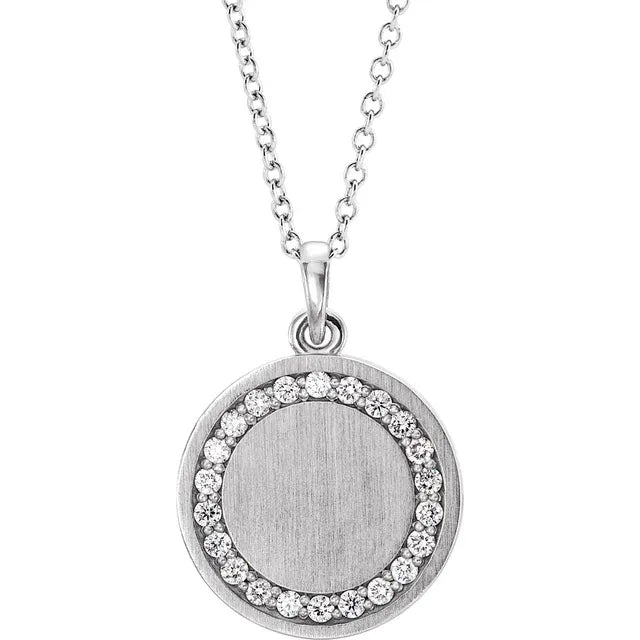 Diamond Halo Initial Coin Necklace