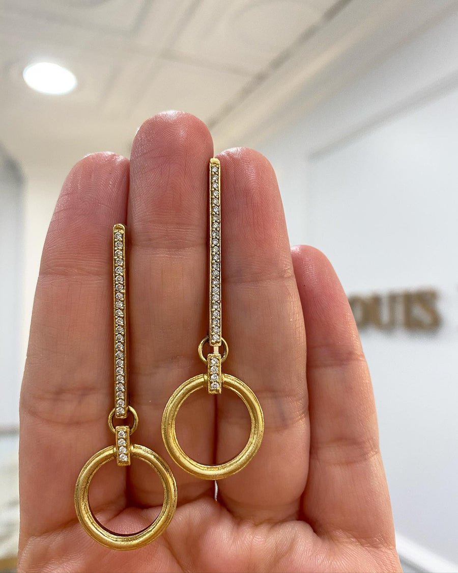 Gold Drop Diamond Earrings by Louis XV