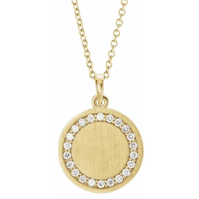 Diamond Halo Initial Coin Necklace