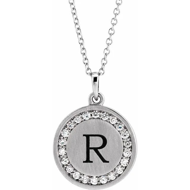 Diamond Halo Initial Coin Necklace