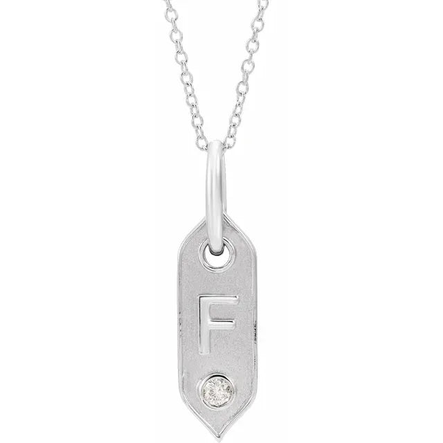 Stamped Initial Necklace With Diamond Accent