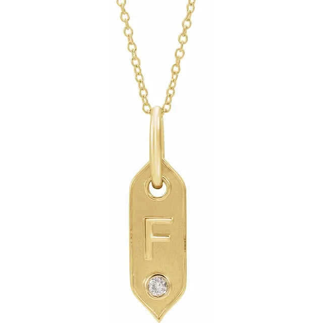 Stamped Initial Necklace With Diamond Accent