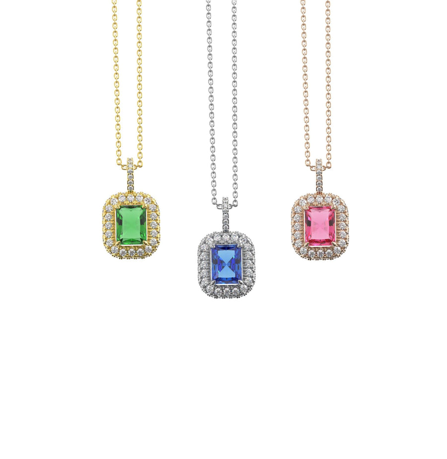 Pink Tourmaline and Diamond Pendant Necklace