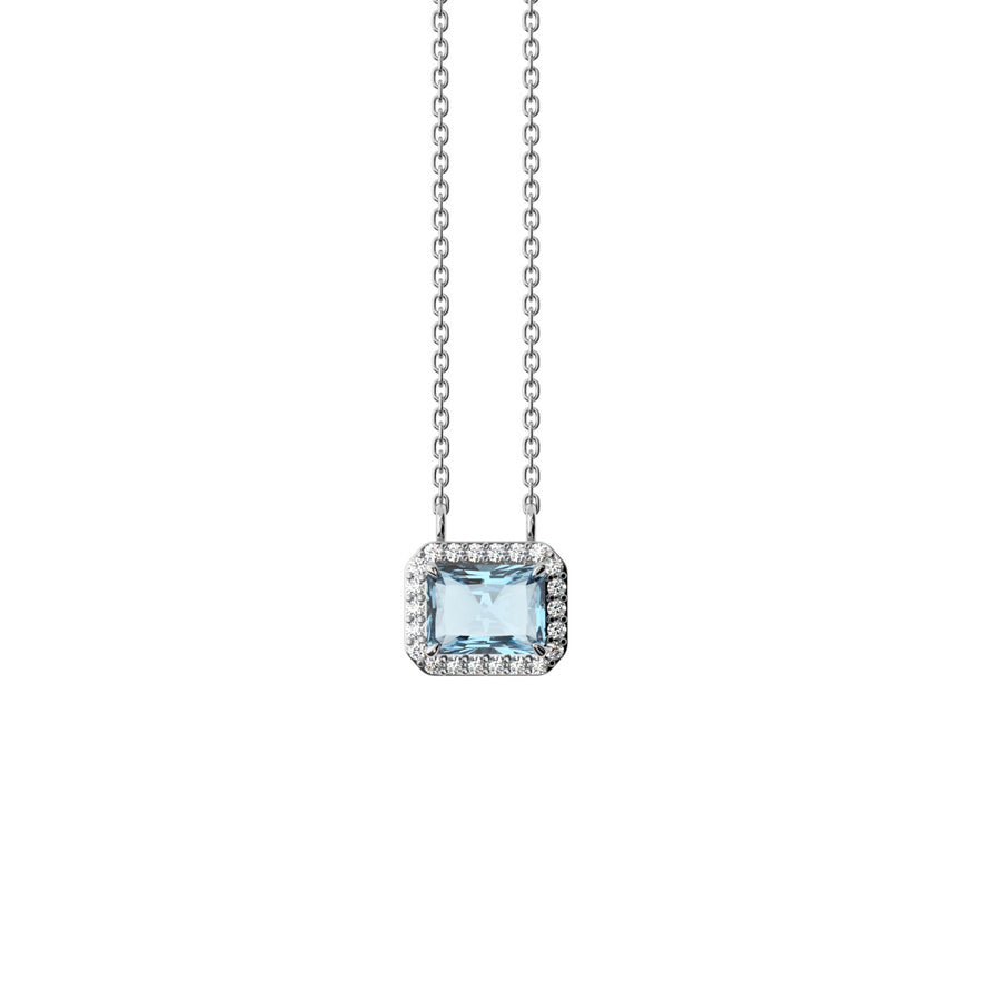 Aquamarine and Diamond Pendant Necklace