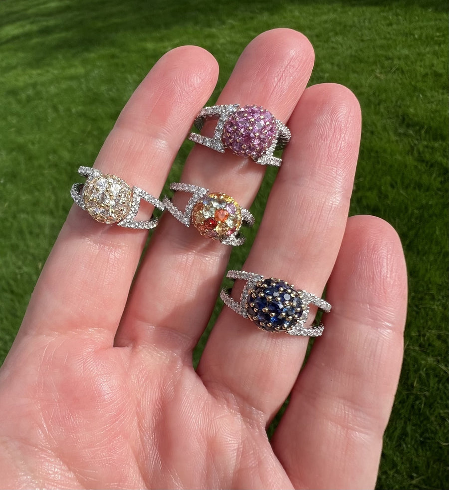 Multicolored Sapphire Sphere Ring