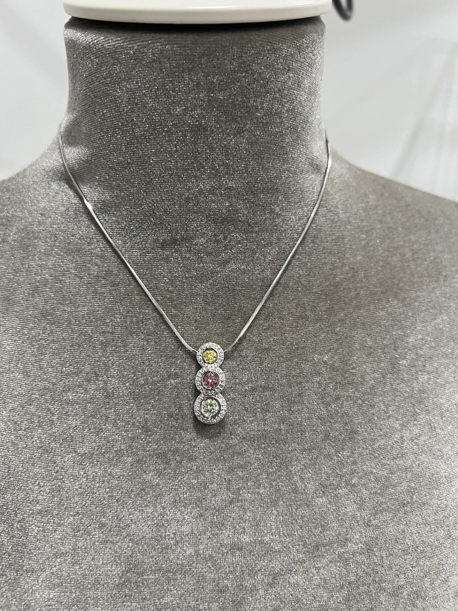 Yellow, Purple, Green Diamond Necklace