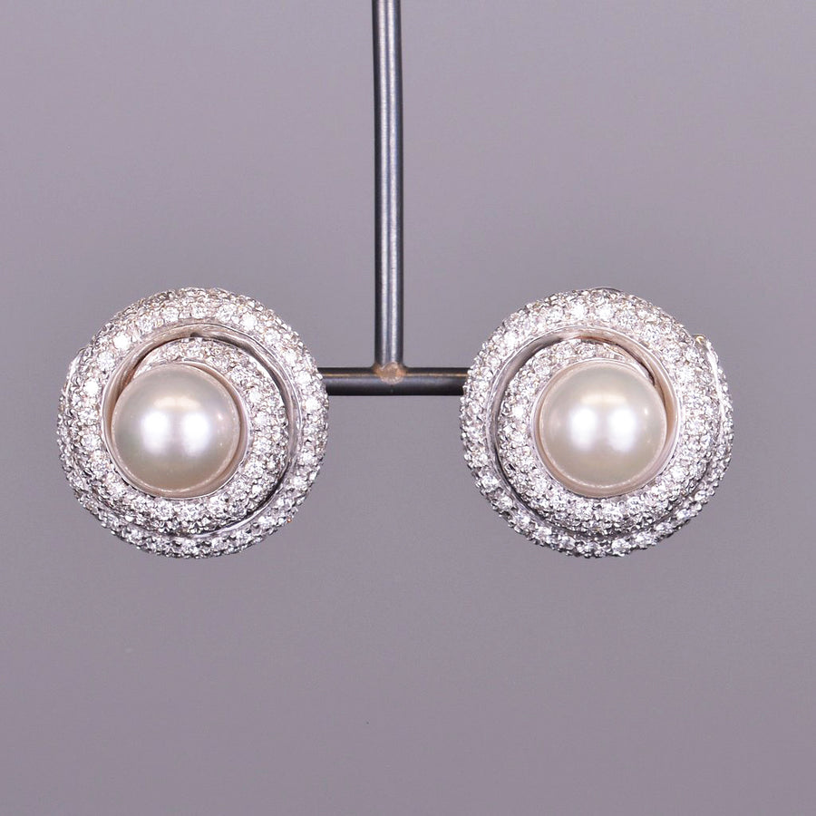 Classic Pearl and Diamond Earrings