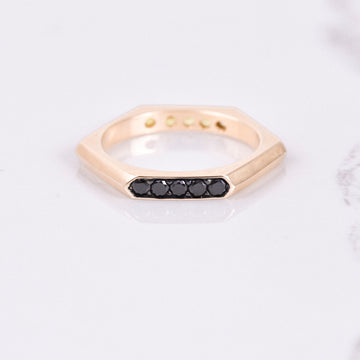 black diamond rose gold band