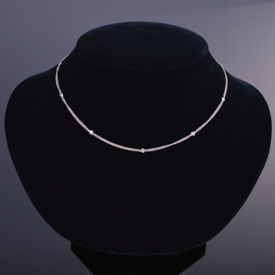 LXV Della Bezel Double Chain Diamond Necklace