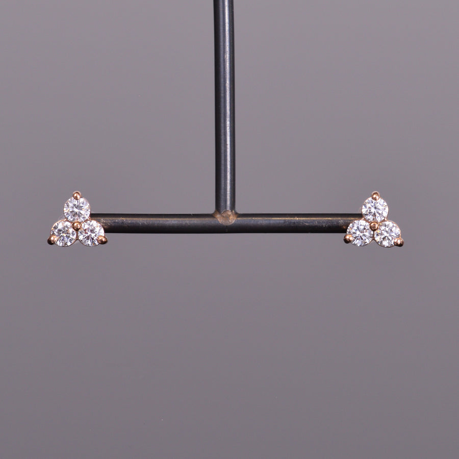 LXV Diamond Clover Earrings in Rose Gold