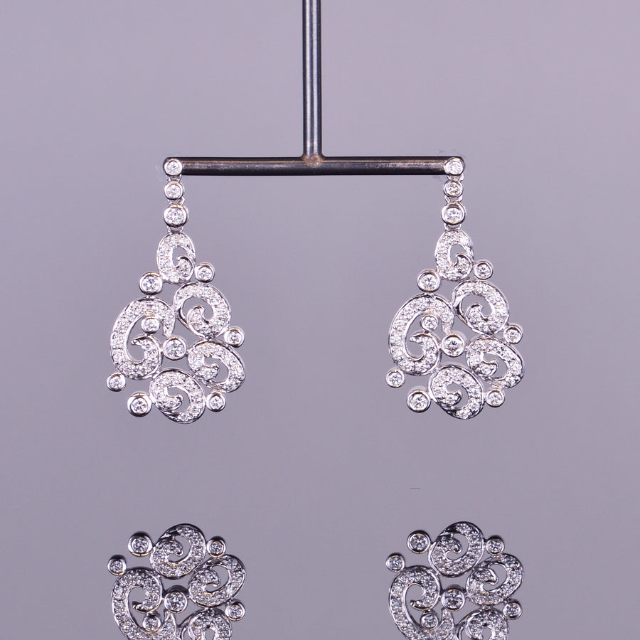 Diamond Spiral Chandelier Earrings