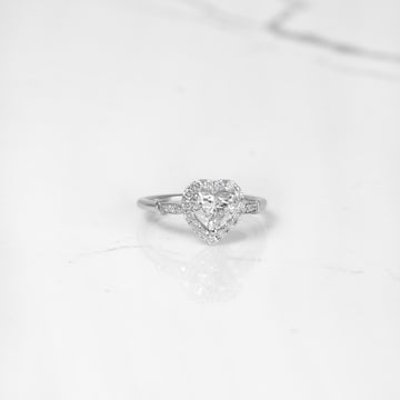 Diamond Heart Halo Ring in White Gold