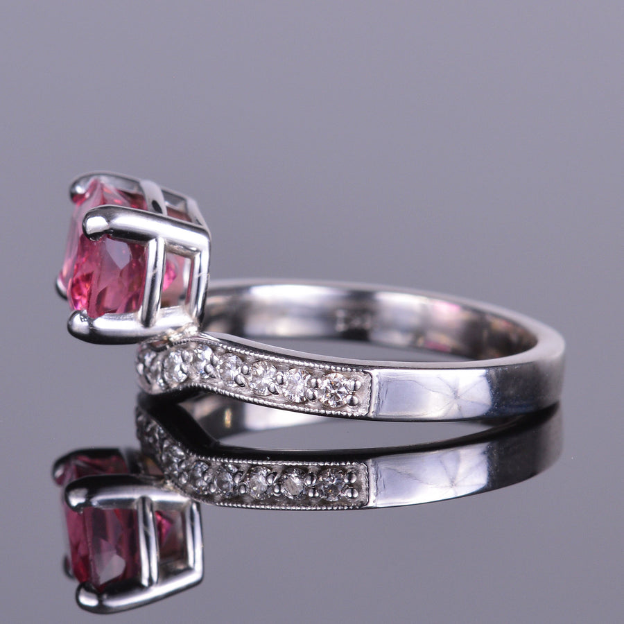 Rubellite and Diamond Ring