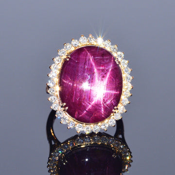 Ruby Cabochon and Diamond Ring