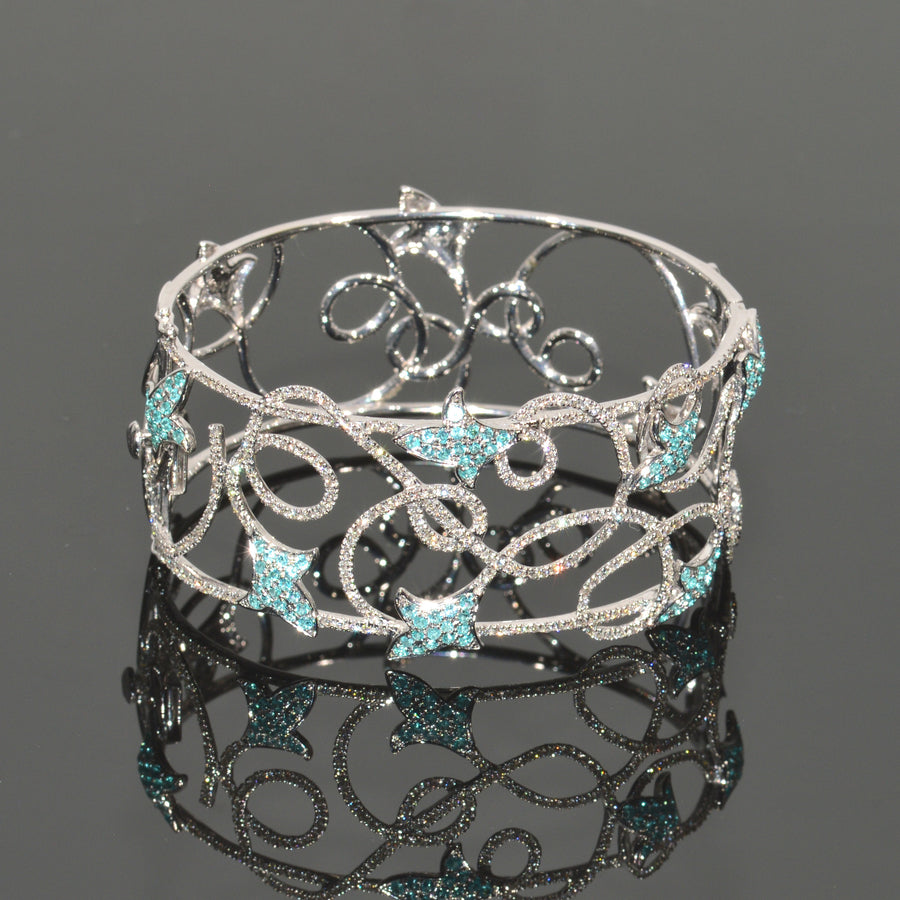 Paraiba Tourmaline and Diamond Vines Bracelet