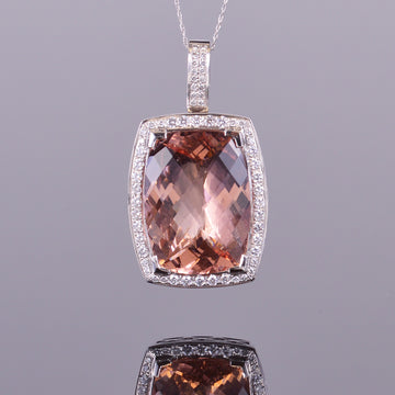 Morganite and Diamond Pendant