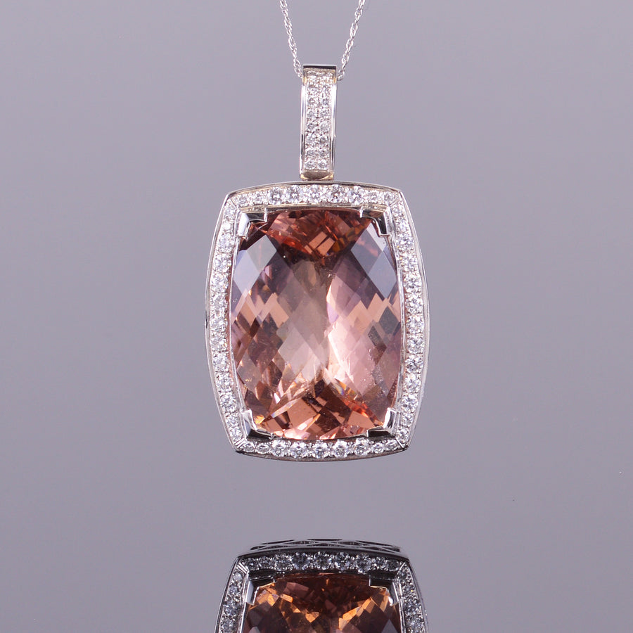 Morganite and Diamond Pendant