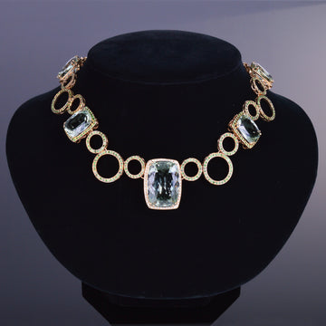 Green Amethyst, Tsavorite Garnet, and Diamond Necklace
