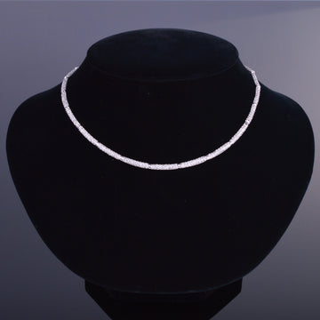 Diamond Cut White Sapphire Pave Necklace