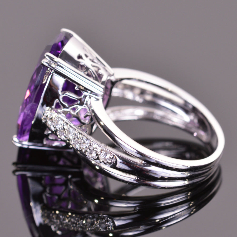 Oval Amethyst and White Sapphire Ring