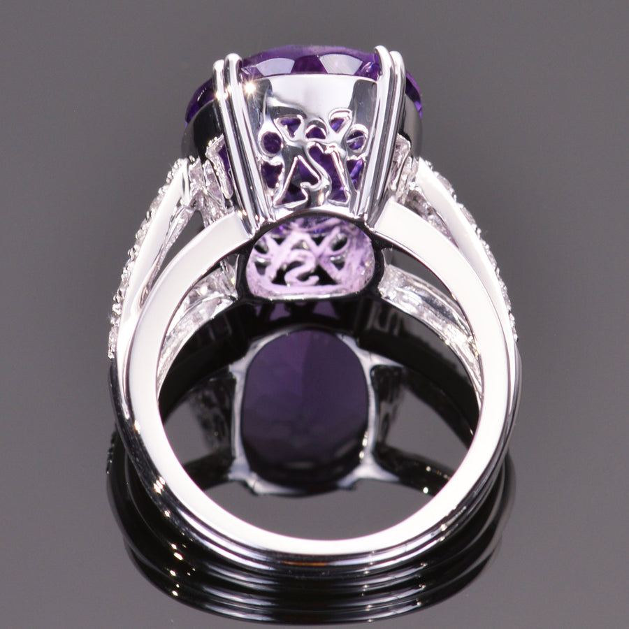 Oval Amethyst and White Sapphire Ring