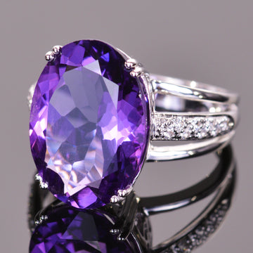 Oval Amethyst and White Sapphire Ring