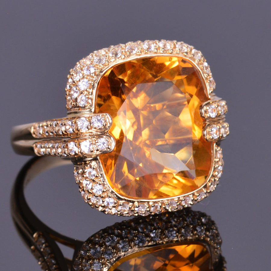 Golden Citrine Cushion Royale Ring