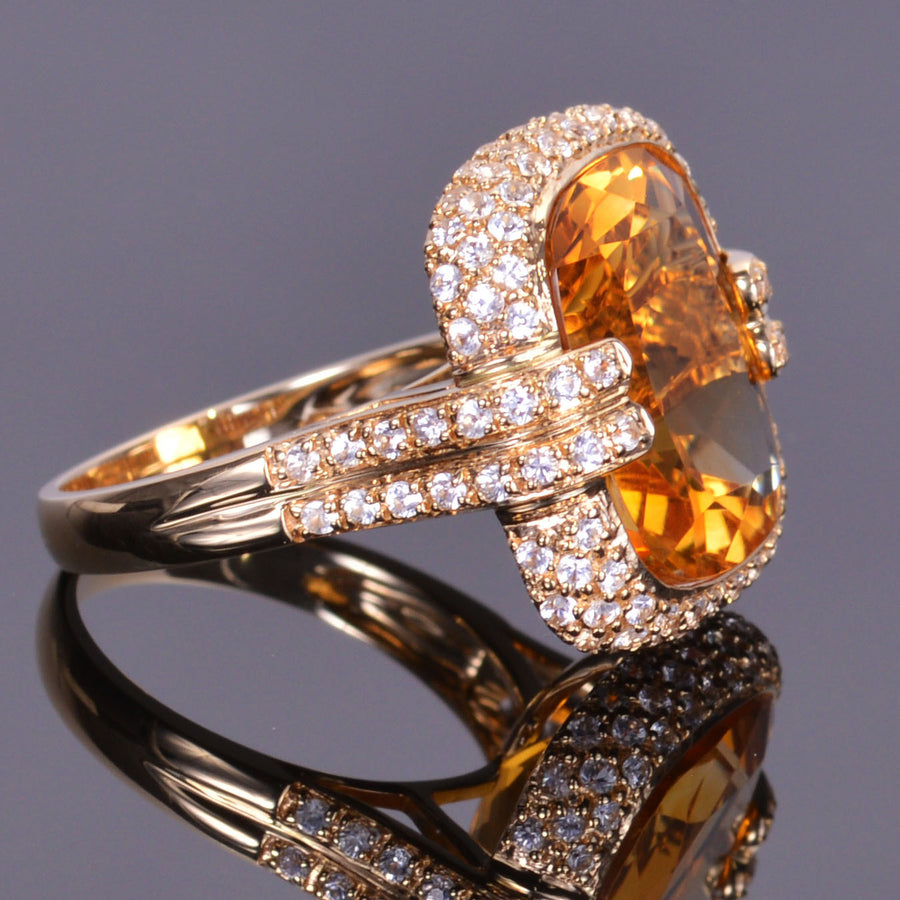 Golden Citrine Cushion Royale Ring