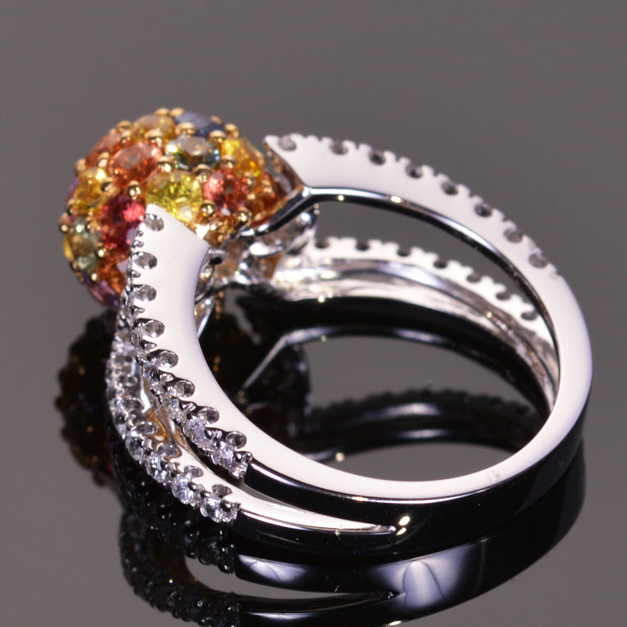 Multicolored Sapphire Sphere Ring