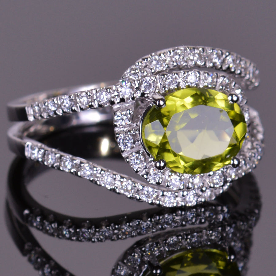Peridot Diamond Infinity Ring