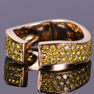 Yellow Diamond Finger Cuff Band in Yellow Gold