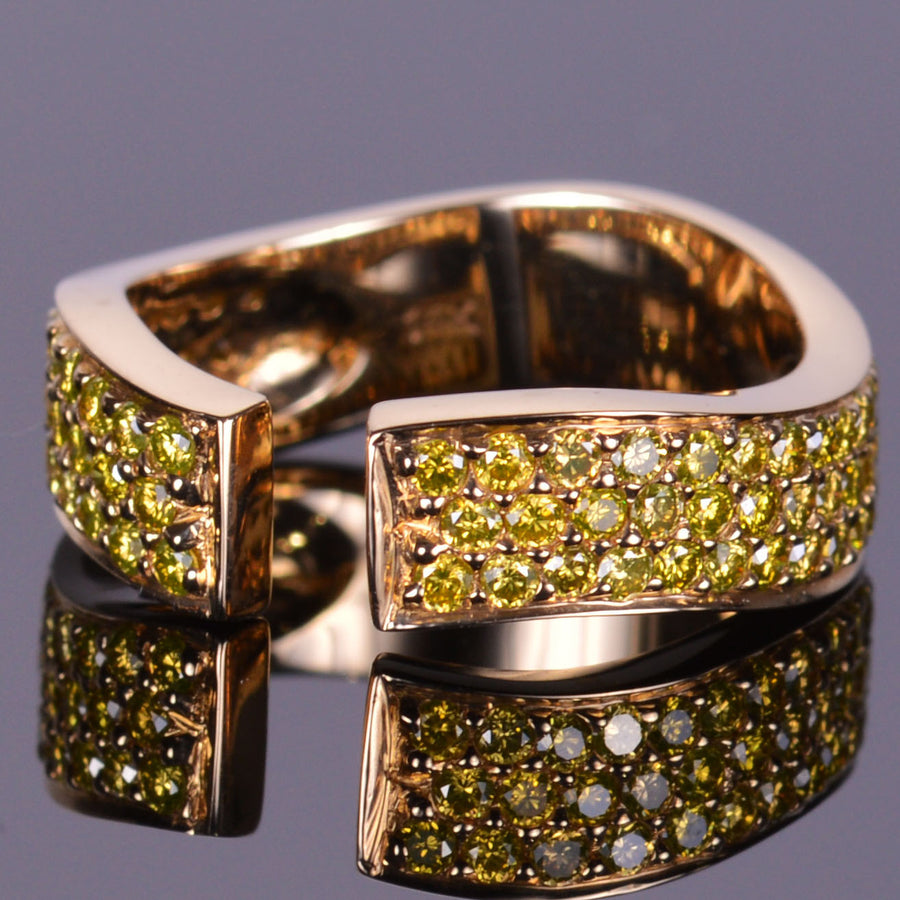 Yellow Diamond Finger Cuff Band in Yellow Gold