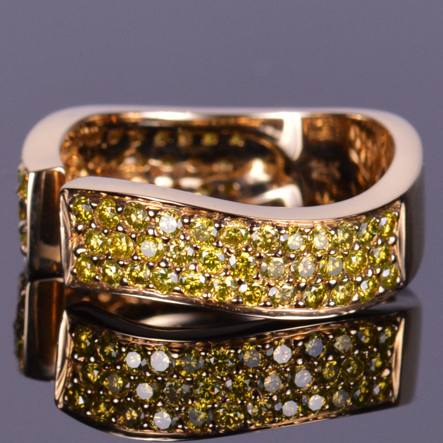 Yellow Diamond Finger Cuff Band in Yellow Gold