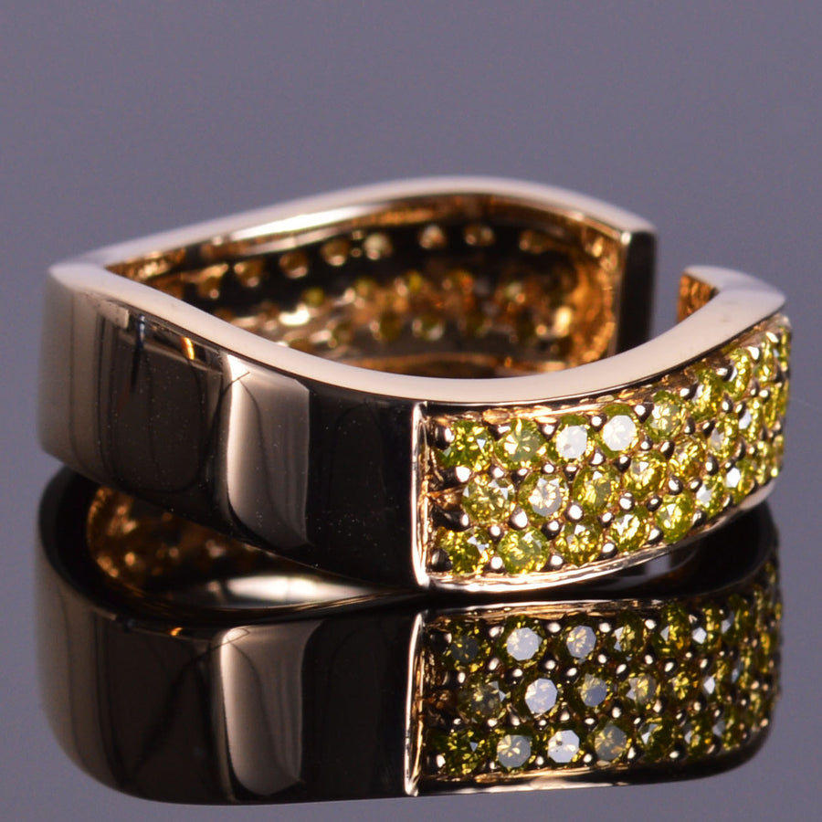 Yellow Diamond Finger Cuff Band in Yellow Gold