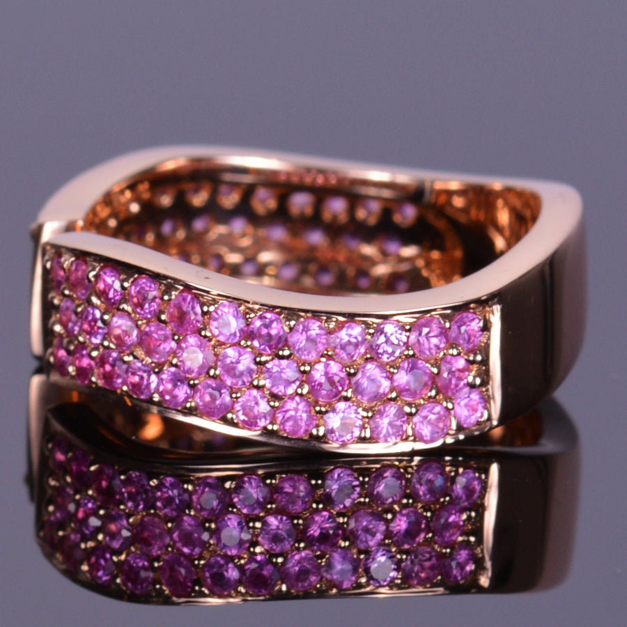 Pink Sapphire Finger Cuff Band in Rose Gold