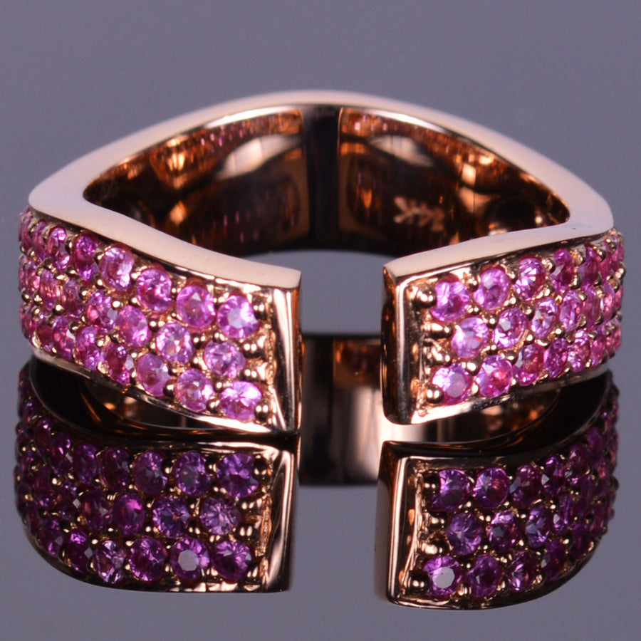 Pink Sapphire Finger Cuff Band in Rose Gold
