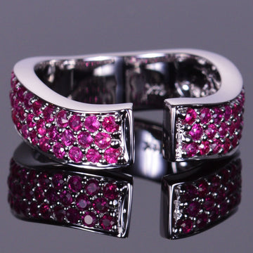 Ruby Finger Cuff Band in White Gold