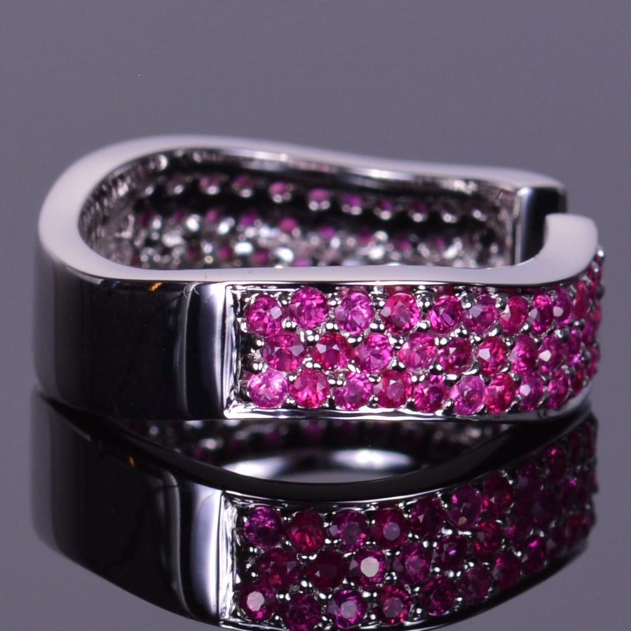 Ruby Finger Cuff Band in White Gold