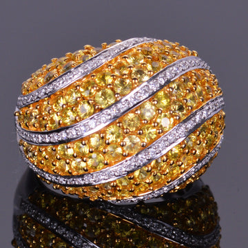 Sapphire and Diamond Dome Style Ring in 18k Gold