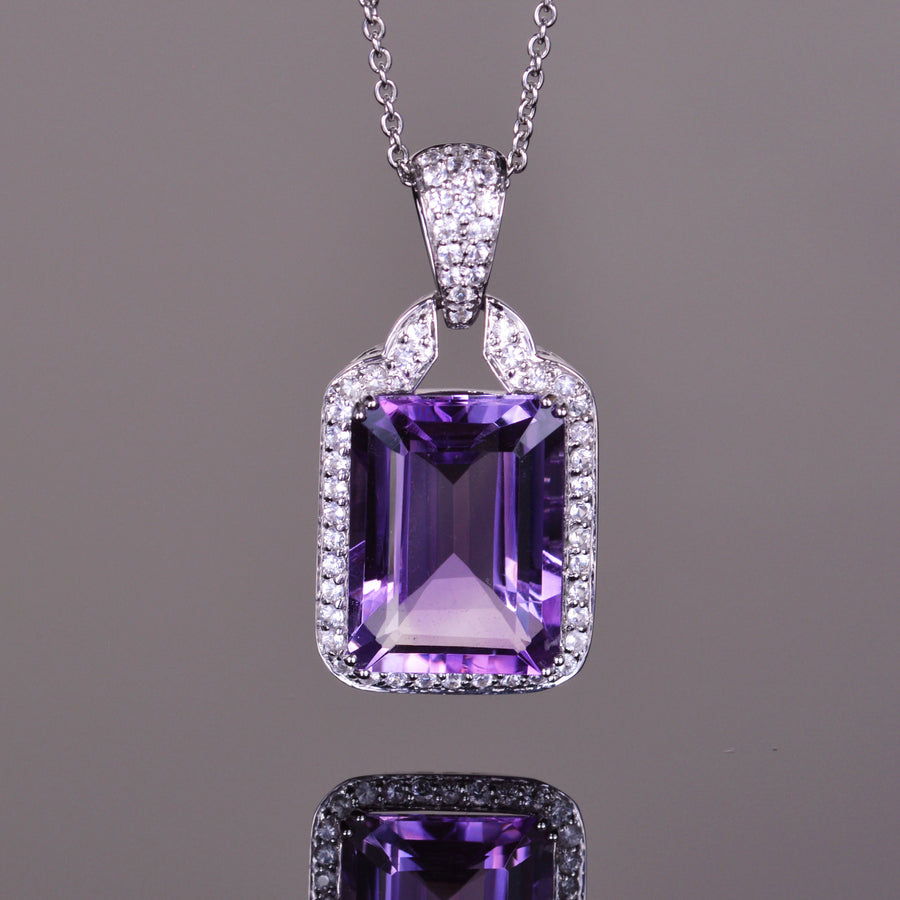 Amethyst and White Sapphire Majesty Pendant