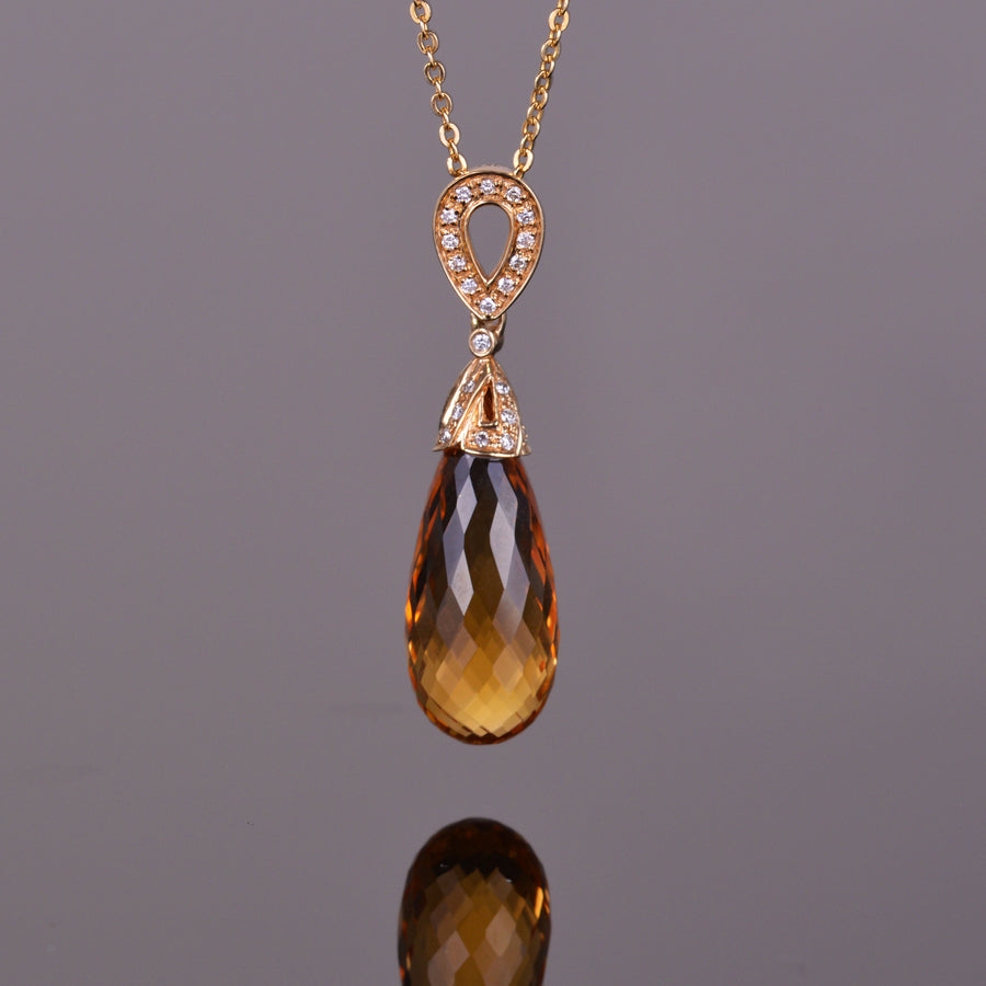 Golden Citrine Briolette Pendant Petite