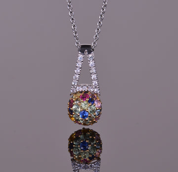 Multicolored Sapphire Sphere Pendant